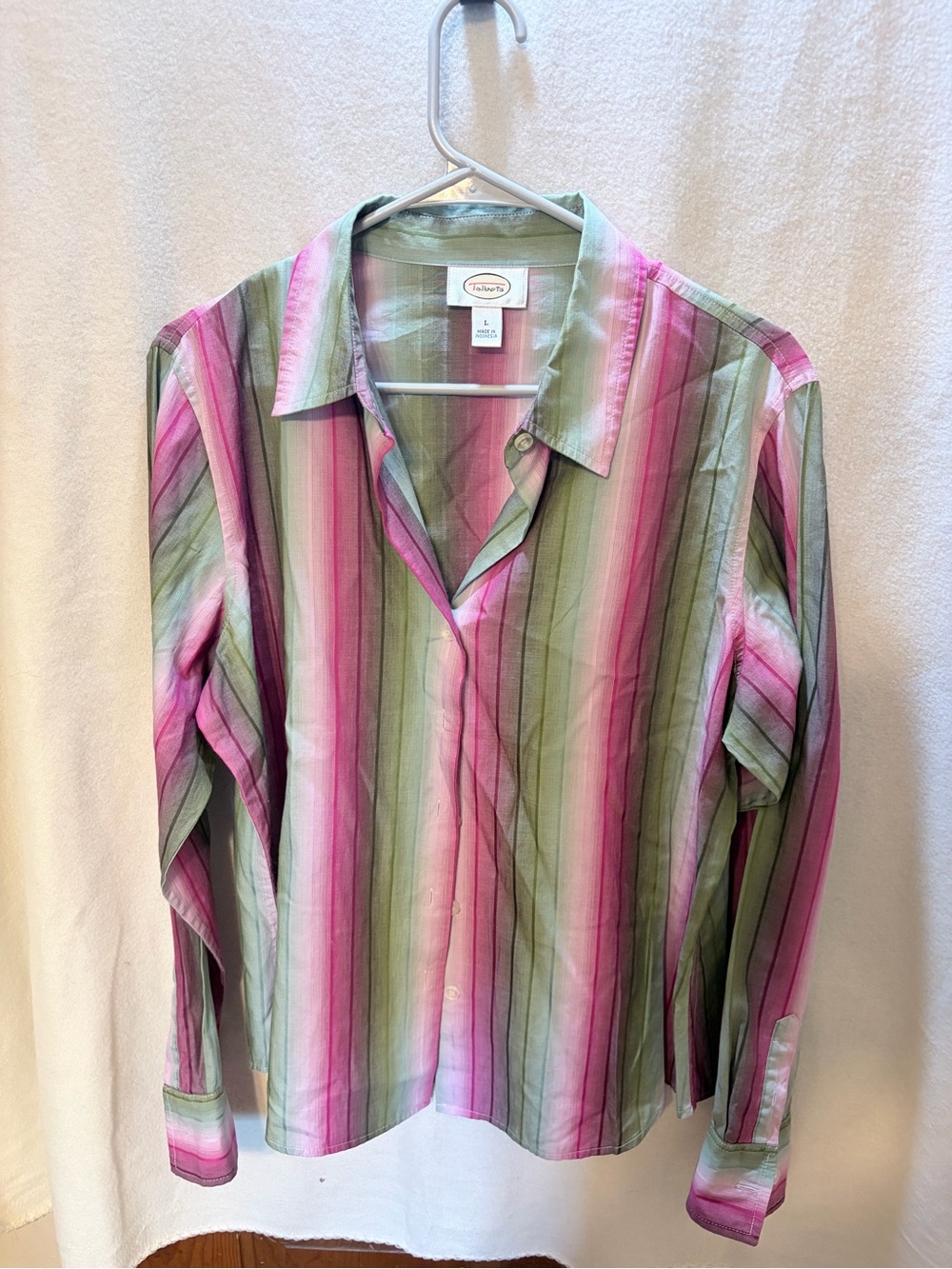 Talbots Hippie Style Striped Shirt, Pink and Green